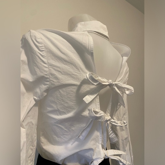 Zara Dress shirt with bow cut outs. Size small - Picture 6 of 6